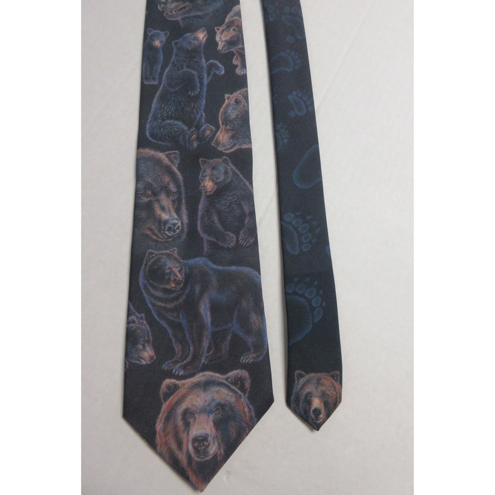 D'EM CRAZY Bears Novelty‎ Mens Tie 1995 D.C. Enterprises Vintage 90s Paw Prints